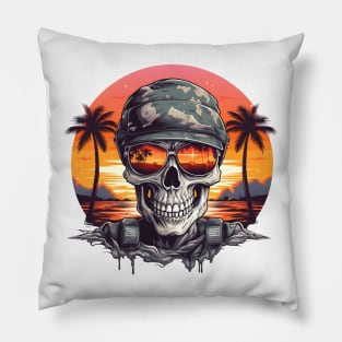 Skull Soldier Orange Beach Pillow