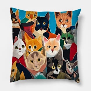 Colorful and Strange Kitties Pillow