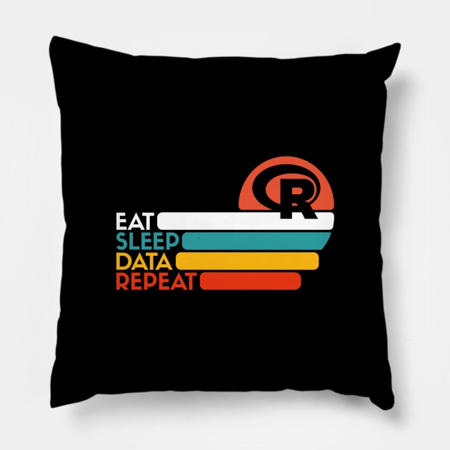 Eat Sleep Data Repeat Pillow by Peachy T-Shirts