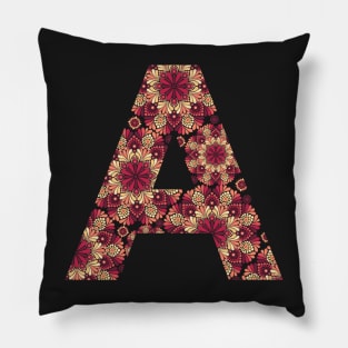 Floral Mandala Capital Letter A Sunset Pillow