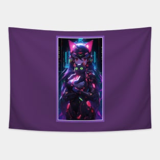 Anime Cute Cat Girl | Sci-Fi Manga Girl Anime Art Tapestry