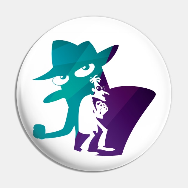 DoofenPerry Purple and Teal Silhouette Pin by polliadesign