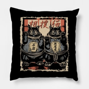 Japanese Sumo Wrestler Cats Men Women Kids Pillow