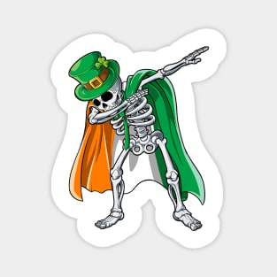 Dabbing Skeleton St Patricks Day Leprechaun Irish Magnet