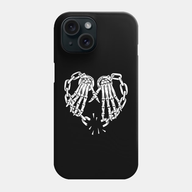 Skull hands and broken heart-shaped chains for Halloween Phone Case by Supergraphic