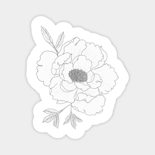 Peony Pattern - Flower Line Art Magnet