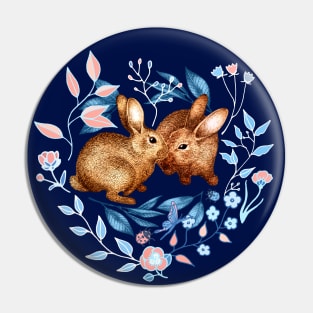 Spring Rabbit Pair Pin