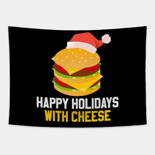 Happy Holidays with Cheese Cheeseburger Burger Tapestry