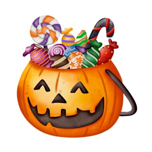 pumpkin with smile and filled with candy T-Shirt