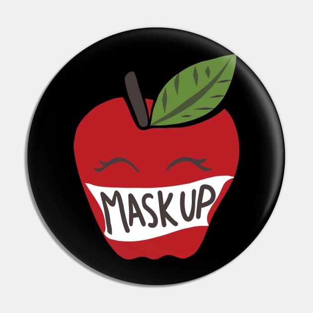 Mask up Teacher back to school apple Pin by bubbsnugg