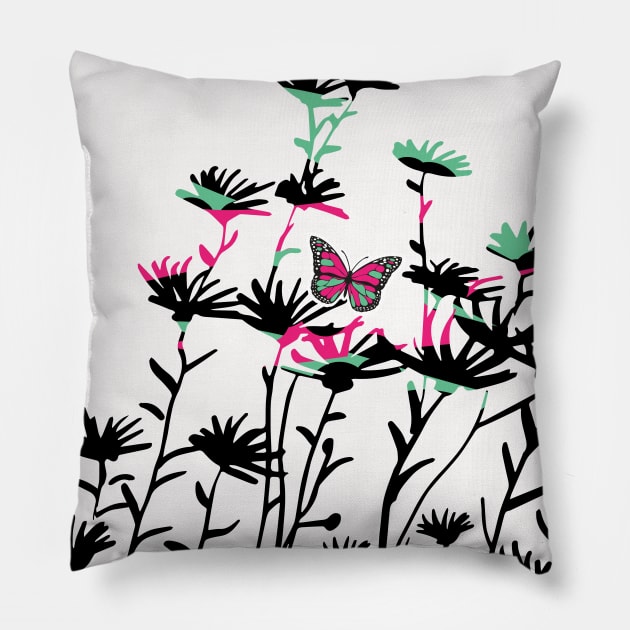 Abstract Black and White Simple Pattern flowers Pillow by Promoseven369