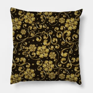 Gold Floral Pattern Pillow