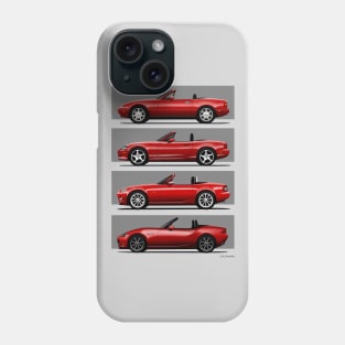 The four generations of the classic roadster convertible sports car Phone Case