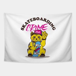 Skateboarding is not a crime cat Tapestry