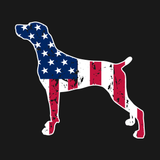 Weimaraner Dog Lovers American Flag 4th of July Gift T-Shirt