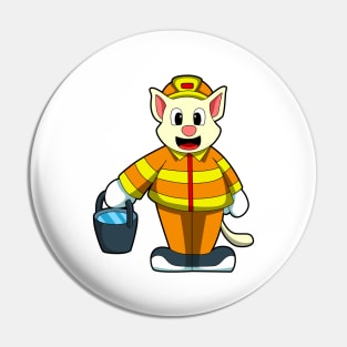 Cat as Firefighter with Bucket of Water Pin