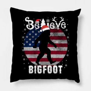 Bigfoot Believe Christmas Pillow