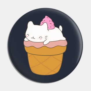 Kawaii Ice Cream Cat Dessert T-Shirt Pin