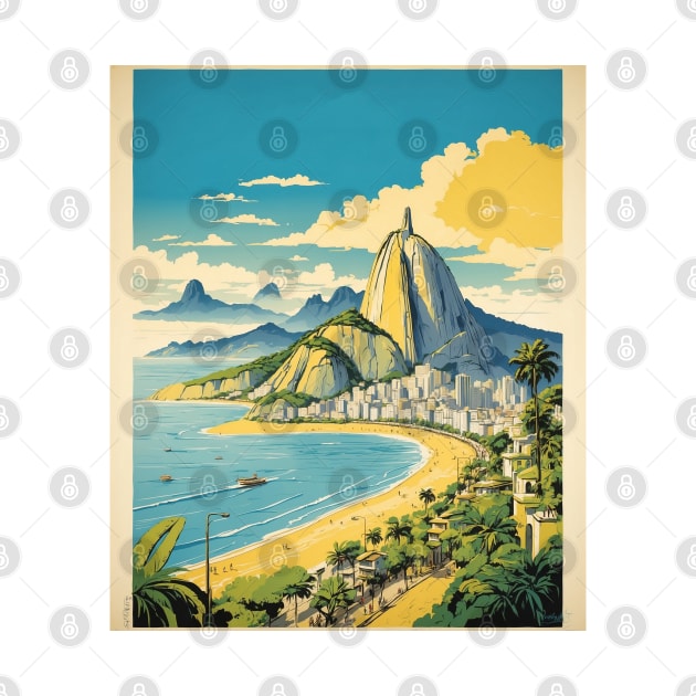 Rio de Janeiro Brazil Vintage Tourism Travel Poster Art by TravelersGems