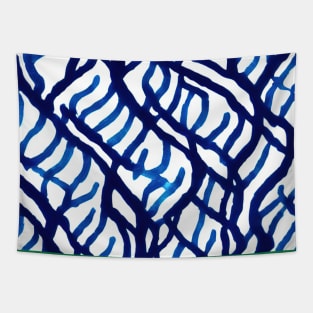 Background blue wavy strokes Tapestry