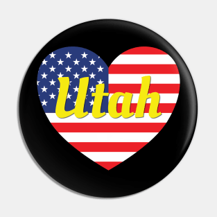 Utah American Flag Heart Pin