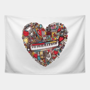 Piano Heart Musical Instrument Tapestry