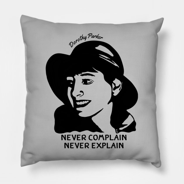 Dorothy Parker Portrait and Quote Pillow by Slightly Unhinged