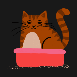Funny Cat Litter Box Illustration T-Shirt