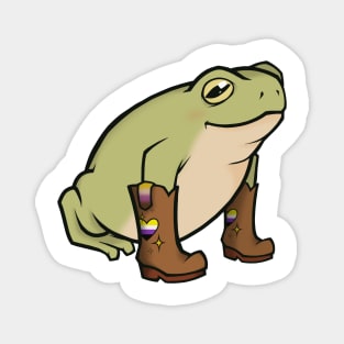 Nonbinary Pride Cowboy Boots Frog Magnet