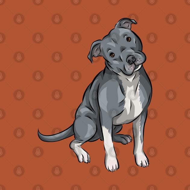 Cute American Pit Bull Terrier | Blue by Shirin Illustration