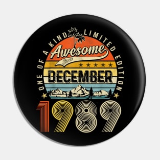 Awesome Since December 1989 Vintage 34th Birthday Pin