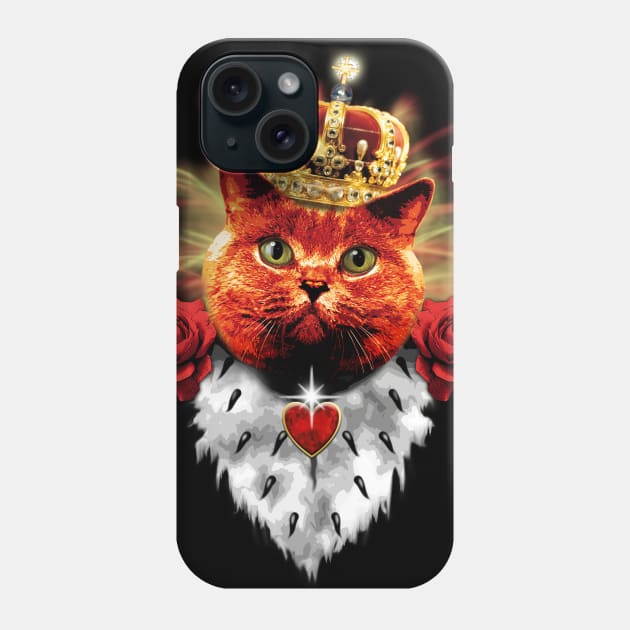 Red Cat King chic red cat crown roses love heart Margarita-Art Phone Case by Margarita7