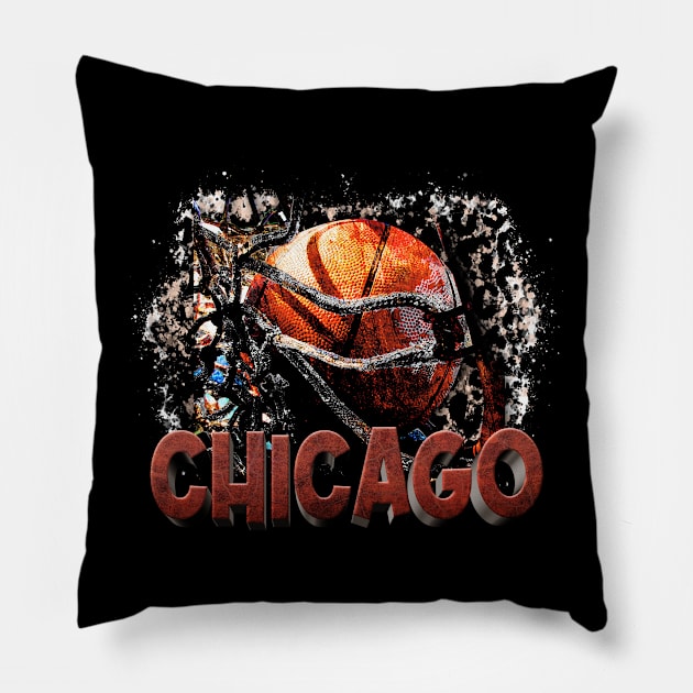 Classic Sports Chicago Proud Name Basketball Pillow by Irwin Bradtke