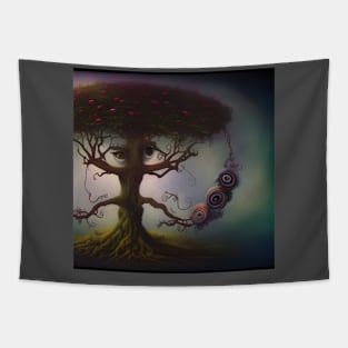 I Spy With My Big Eye - Surreal Tree AI Art Tapestry