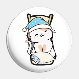 Cute white cat is going to bed Pin