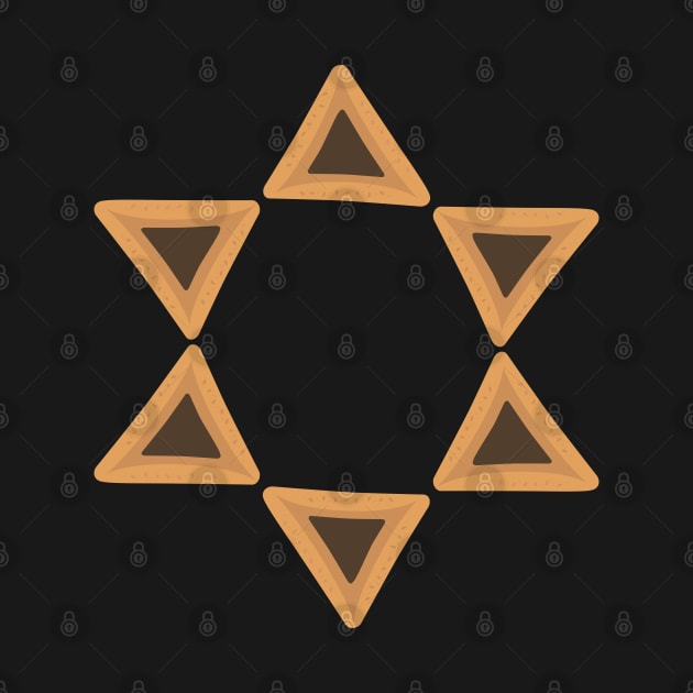 Purim holiday flat design icons of hamantashs in star of david shape by wavemovies