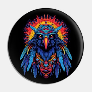 Psychedelic DMT Art Crow Portrait Pin