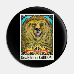 CAUTION Grizzly Bear Totem Pin