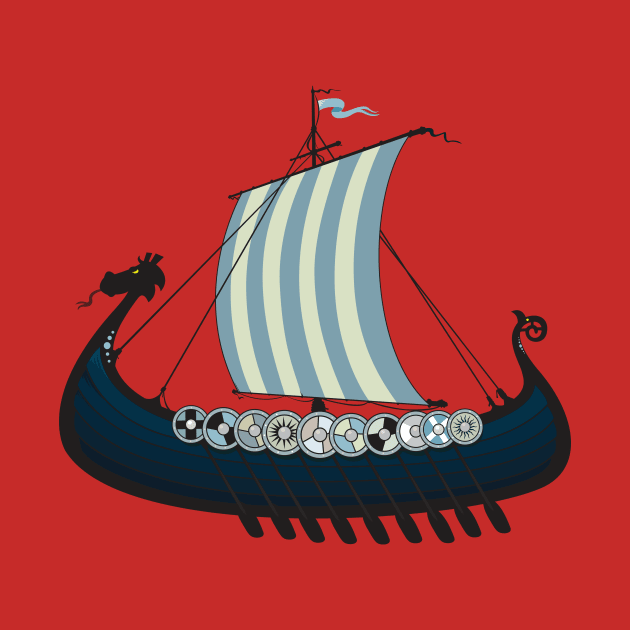 Blue viking ship by mangulica