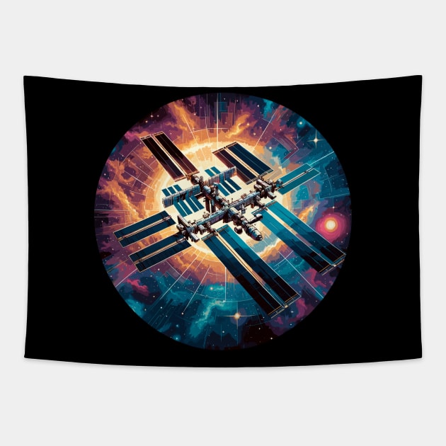 Spectacular Space Station - Cosmic Voyage Tapestry by Graphic Wonders Emporium