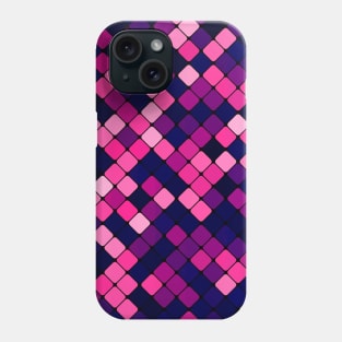 Retro Pink and Blue Geometric Pattern Phone Case