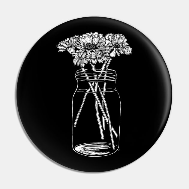 Zinnia Flowers in a Mason Canning Jar Pin by LaForma