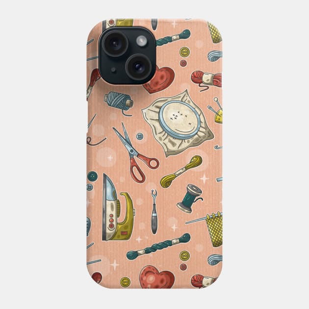 Sewing is my Hobby Pop Art on Pink Phone Case by Simplulina