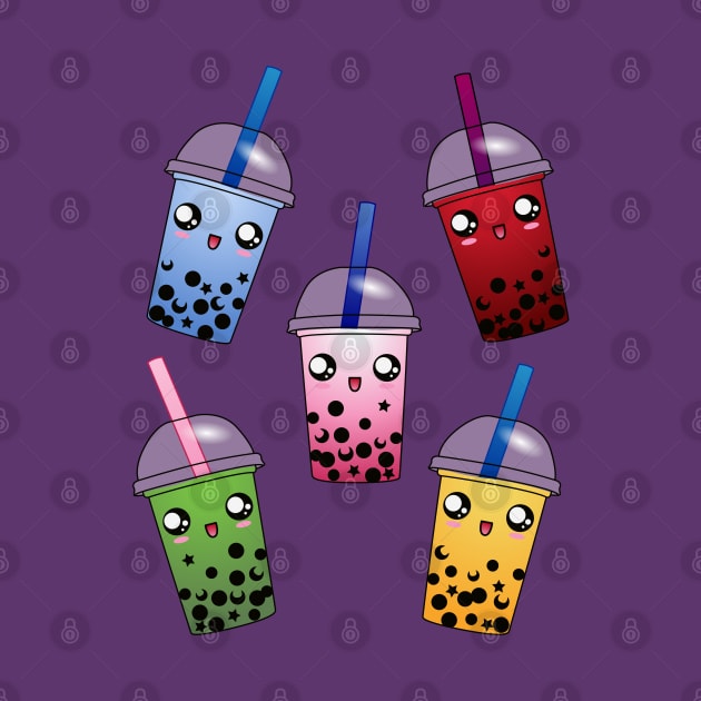 Happy Inner Senshi Boba Pattern by ziafrazier