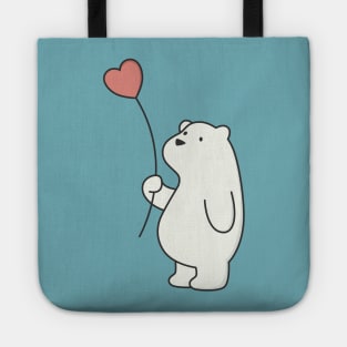 Kawaii Cute Polar Bear With Heart Tote