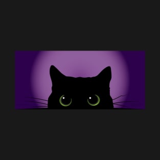 Peek-a-Boo Black Cat (Purple) T-Shirt