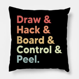 Curling meme draw hack board control peel retro curling Pillow