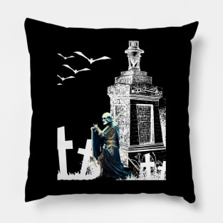 Walking in cemetery Pillow