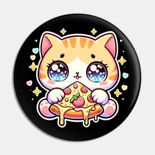 Cute kawaii with Pizza, Funny Pizza lover Pin