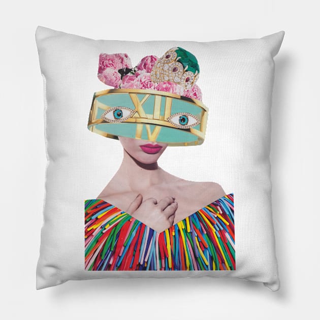 Surreal Portrait of a Girl Pillow by Luca Mainini